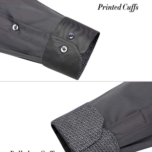 Men's Casual Long Sleeve Stretch Dress Regular Fit Button Down Shirts - Picture 4 of 5